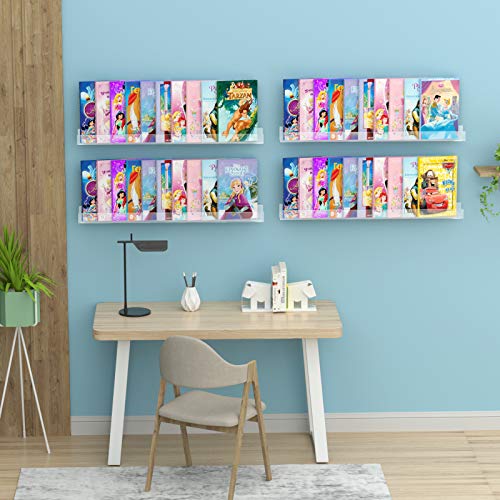NIUBEE 36" Premium Acrylic Floating Nursery Kids Bookshelf Wall Ledge