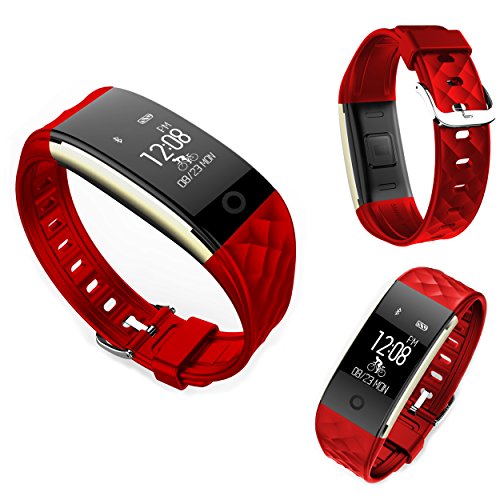 Fitness Tracker,Juboury Heart Rate Activity Tracker Touch Screen Wearable Pedometer Bluetooth Smart Wristand with Sleep Monitor,Steps Counter,Calories Track for Android and IOS Smart Phones(Red) - Thumbnail 7