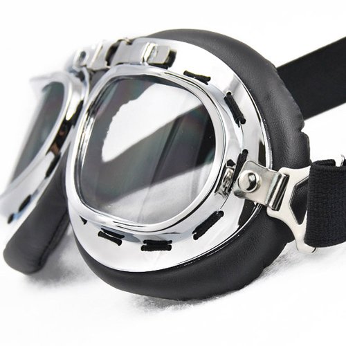 WWII RAF German Military Army Aviator Chrome Sun UV Wind Eye Protect Goggle For Motorcycle ATV Bike Bicycle Helmet - Thumbnail 3