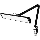 bemelux 32-Inch LED Architect Desk Lamp with Clamp, 50W 4500LM, Black CCT | 684 SMD LEDs deliver flicker-free lighting with 5 color modes, 5 brightness levels, and reinforced dual metal arms