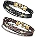 FIBO STEEL Leather Bracelet for Men Braided Wrist Cuff Vintage, 2 Pcs a Set 8.5inches