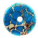50 Gemstone Dyed Sea Sediment Jasper Reiki Healing Chakra Donut Pendant Bead DIY Jewelry Accressory Necklace Kit (Blue)