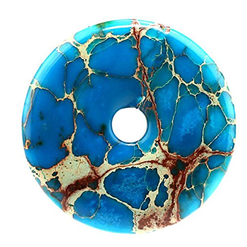 50 Gemstone Dyed Sea Sediment Jasper Reiki Healing Chakra Donut Pendant Bead DIY Jewelry Accressory Necklace Kit (Blue)