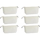 Juvale Canvas Makeup Bag - 6 Pack, 11.75 x 5.5 In, White Cotton - Travel Cosmetic & Toiletry Pouches with Zipper - Blank DIY Canvas Pouches for Crafting & Bridesmaid Gifts