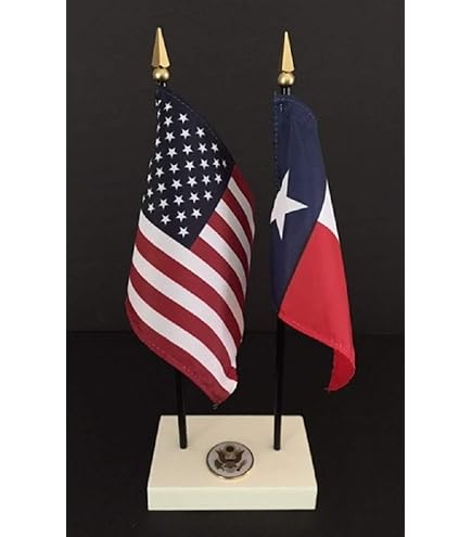 Zigvert USA & Georgia Tischflaggen Set - 20,3cm Schreibtisch-Fahnen Mit Standfuß