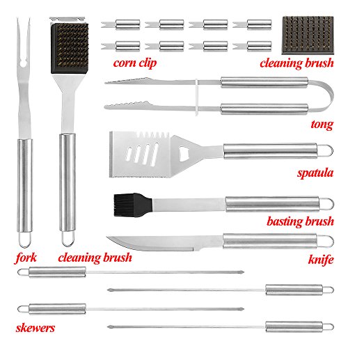 BBQ Grill Tool Set 19-Piece Heavy Duty Stainless Steel Barbecue Grill Accessories Utensils Kit with Aluminium Case, for Outdoor Grilling, Cooking, Camping, Party - Excellent BBQ Gift,GEYUEYA Home - Thumbnail 2