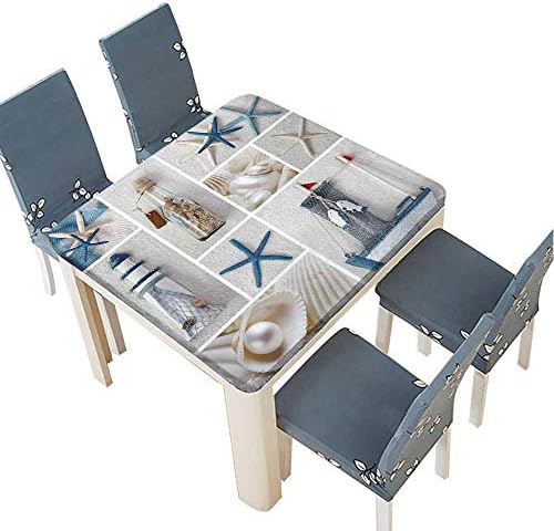 PINAFORE Polyester Cloth Fabric Cover Collage of Summer sea Stars Decorative Tablecloths for Kitchen Room 33.5 x 33.5 INCH (Elastic Edge)
