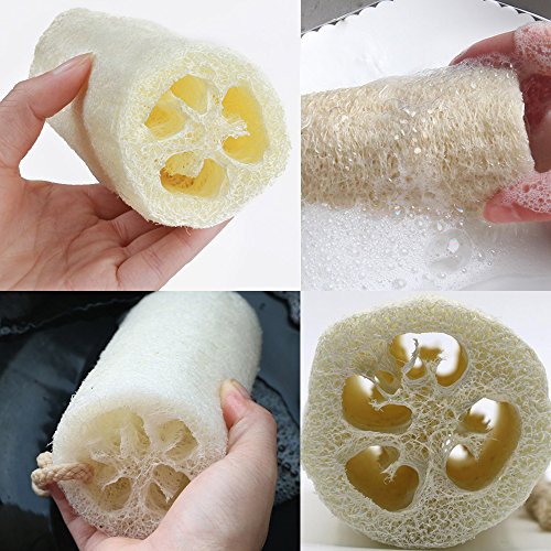 Hisight 100% Natural Loofah Body Skin Exfoliating Bath Sponge Scrubber Best Luffa Body wash Great for Skin Care in the Bath ,Spa or Shower ,Perfect size,Pack of 3 - Thumbnail 7