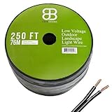 Dripstone Low Voltage 12AWG 2Core Outdoor Light Parallel Flat-Twin Bare Copper Wire Landscape Lighting Cable 12/2 (250ft)