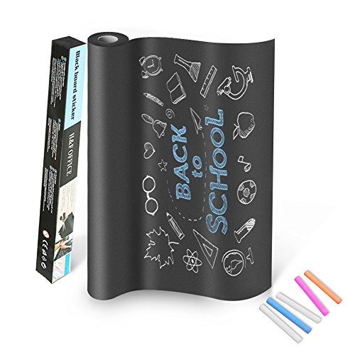 Chalkboard Paper Roll,OJA Vinyl Blackboard Wall Sticker Easy Erase Non-toxic Environmental Protection Advanced Chalk Board Decals with 5 Chalks