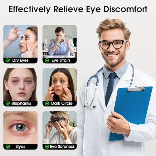Heated Eye Mask, BOYUNSHI Cordless Eye Mask for Dry Eyes, Warm Eye Compress Eye Relief Improved Sleep with 4 Heat & 4 Timer, Washable Eye Heating Pad for Travel, 1200mAh Rechargeable Battery