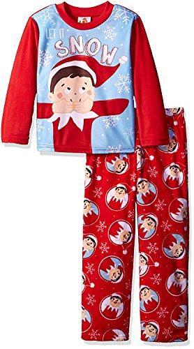 Elf on the Shelf Boys' Big Boys' 2-Piece Fleece Pajama Set with, Red, 8