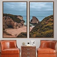 2 Piece Framed Canvas Wall Art Coastal Scenery Canvas Prints Home Artwork Decoration for Living Room,Bedroom - 16