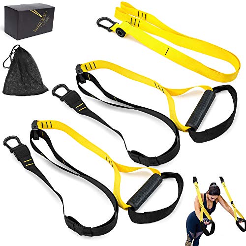TRJGDCPFC Resistance Straps with Pro Straps for Door Home Gym Equipment System- Core Strength Body Weight Home Fitness Straps