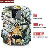 Olymbros Trail Game Camera 16MP 1080P HD IP65 with Night Vision Motion Activated 110&deg; 20m Detection Range Hunting Scouting Cam Trigger Time 0.6s Wildlife Monitoring with 2.4" LCD IR LEDs for Outdoor