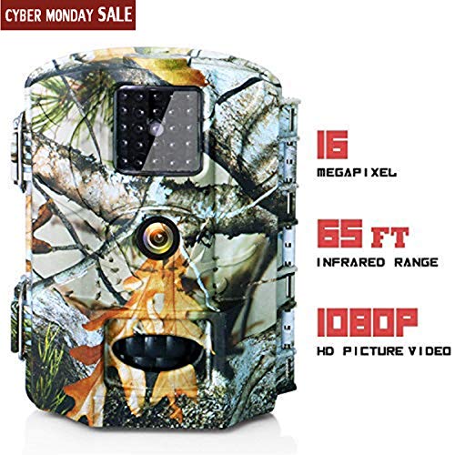 Olymbros Trail Game Camera 16MP 1080P HD IP65 with Night Vision Motion Activated 110&deg; 20m Detection Range Hunting Scouting Cam Trigger Time 0.6s Wildlife Monitoring with 2.4" LCD IR LEDs for Outdoor