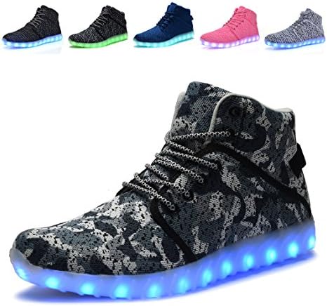 MONEM High Top USB Charging LED Shoes Flashing Fashion Sneakers For Kids Boots