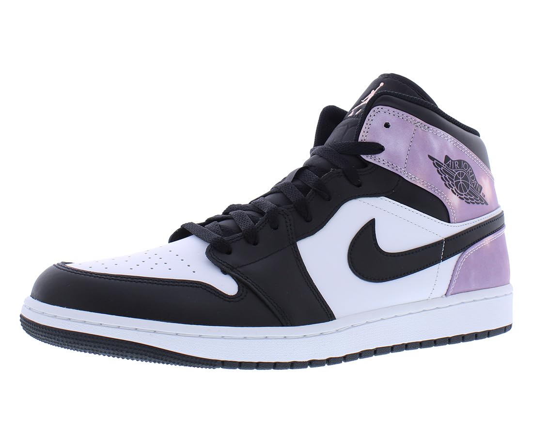 Zapatos Nike Air Jordan 1 Mid SE de cuero para hombre, talla 14, color: negro central/coral blanqueado/blanco/negro