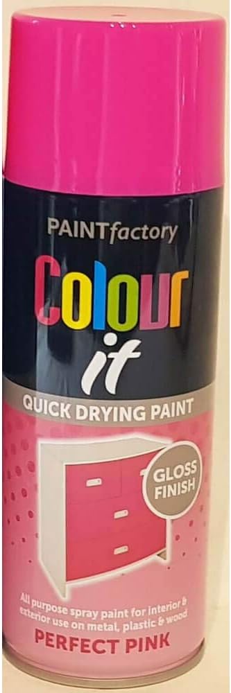 PAINTfactory Colour It Quick Drying Spray Paint 400ml Perfect Pink Gloss