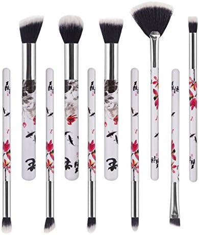 Makeup Brush Set ,Yedda 10 Pieces Unique Style Professional Makeup Brushes Set Synthetic Powder Eyeshadow Brow Nose Fan Brush with Travel Case(Chinese Style )