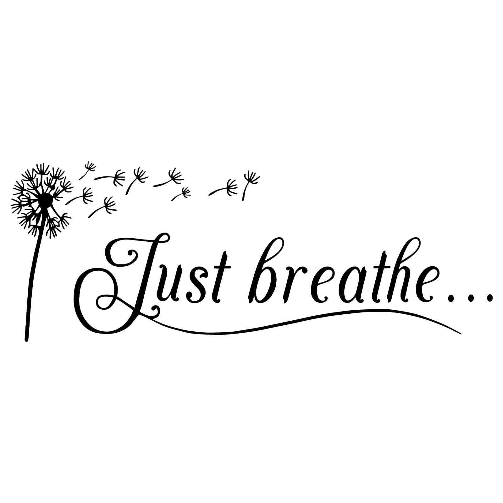 COMNICO Just Breathe Wall Decals, 1Pcs Inspirational Quotes Vinyl Wall Decal Yoga Quotes Positive Relax Motto Letters Sayings Wall Stickers Decor for Bedroom Living Room Home Decoration