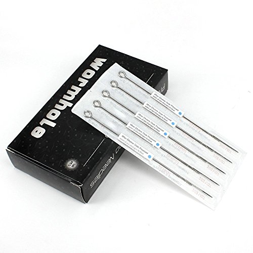 Wormhole Assorted Tattoo Needles #12 Standard Disposable & Sterilized Mix Sizes 3RL 5RL 7RL 9RL 5RS 7RS 9RS 5MG 7MG 9MG Tattoo Liner Needles Tattoo Shader with Blue Dot - Box of 50