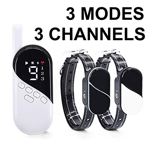 MASBRILL Dog Training Collar, Rechargeable Shock Vibration Sound Collar with 1000FT Remote, IPX7 Waterproof Pet Behavior Training Unit, for Small Medium Big Dogs, Control 3 Dogs at The Same Time
