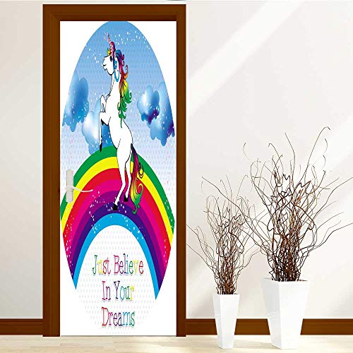 Leighhome Static Cling Glass Film Kids Unicorn Surreal Myth 