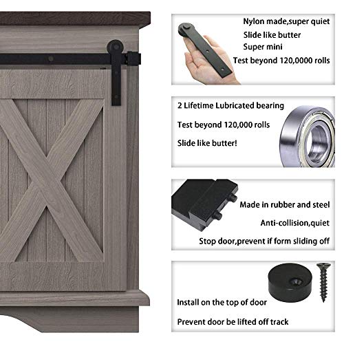 WINSOON 6FT Super Mini Barn Door Hardware Kit for Sliding Double Doors