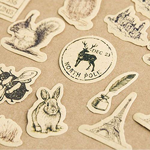 3 Sets/138 Pcs Mini Paper Stickers Vintage Sticker Decor Adhesive Sticker Envelope/Bag Seal by EORTA for Diary Planner Bottles Scrapbook DIY Craft Gift, Kids, Nature Theme