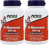 NOW Foods D-Mannose 500 mg, 120 Vegetable Capsule (2 Pack)