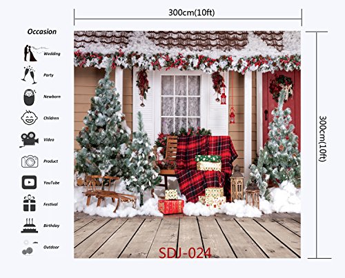 10x10ft Christmas Tree & Outdoor Snow Landscape Theme Pictorial Cloth Poly Fabric Photo Backdrops Customized Studio Background Studio Props SDJ-024