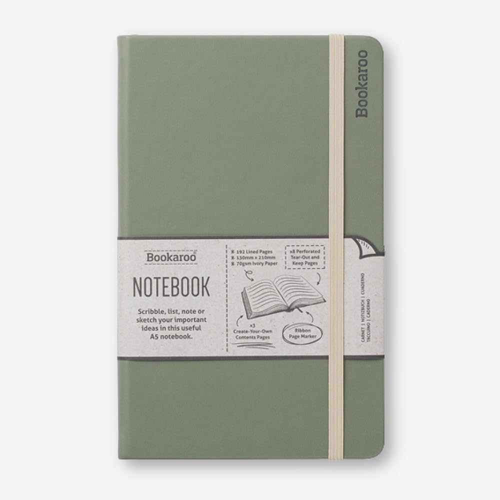 IF Bookaroo Notebook A5 Journal - Fern, 192 Pages, Faux leather