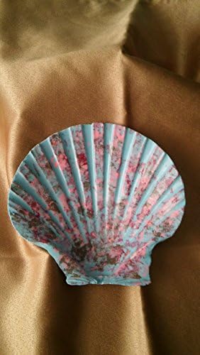 Hand Painted Sea Shell Jewelry, Key, Decorative Dish - Nautical Themed Gift - Blue Marbled Scallop
