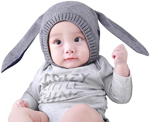 Xiting Baby Cartoon Long Ear Bunny Knit Toddler Hat Rabbit Beanie Hat for 6-18 Months (Gray)