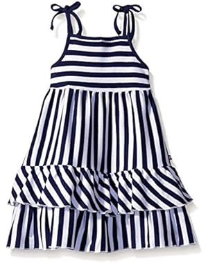 Girls' Navy Primary Stripe Tiered Sleeveless Dress