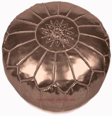 Moroccan Pouf Faux Leather Luxury Ottomans Footstools Bronze Unstuffed