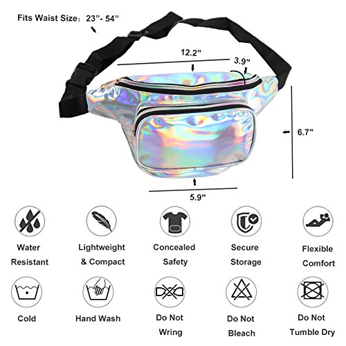 Mum's memory Holographic Fanny Packs for Women - Outdoor Sport Waist Pack for Running, Hiking, Traveling for Men (Silver)