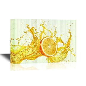 Fruits Canvas Wall Art - Orange Juice Splashing with Its Fruits - Gallery Wrap Modern Home Art | Ready to Hang - 12x18 inches