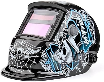 Welding Grinding Helmet Mask, TuoP Solar Auto-Darkening Arc Tig Mig Grinding Welder Mask, Skull (Monster Black)