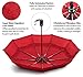 EEZ-Y Travel Umbrellas for Rain - Wind Resistant w/Open Close Button - Red
