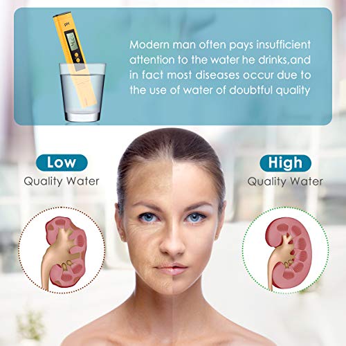 VEROSKY Digital PH Meter, PH Meter 0.01 PH High Accuracy Water Quality Tester with 0-14 PH Measurement Range for Household Drinking, Pool and Aquarium Water PH Tester Design with ATC