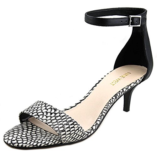 Nine West Women's Leisa Synthetic Dress Sandal, Black/White, 8 M US
