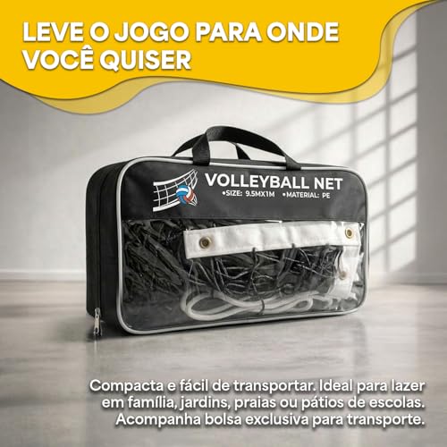 Rede De Vôlei 9,5m Para Quadra E Praia Tamanho Oficial Para Jogo Recreativo JustGoFit