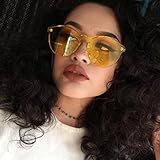 Ecurson Women Fashion Cat Eye Shades Sunglasses Integrated UV Candy Colored Glasses (Yellow)