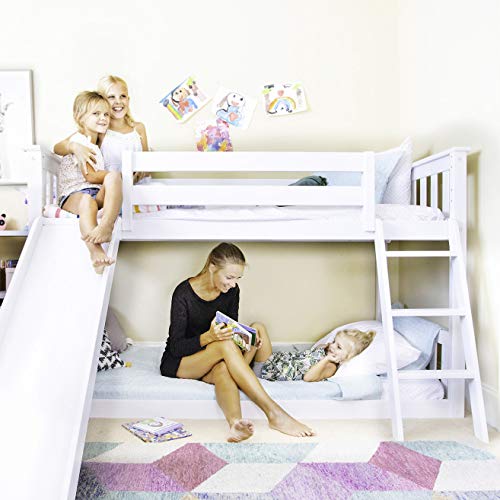 Max & Lily Low Bunk Bed, TwinOverTwin Wood Bed Frame For Kids With