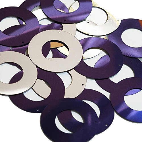 Purple Silver Sequin Donut 1.5 inch Couture Paillettes. Made in USA. Loose sequins for embroidery, bridal, applique, arts, crafts, and embellishment
