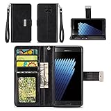 Samsung Galaxy Note 7 Case - IZENGATE [Classic Series] Wallet Cover PU Leather Flip Folio with Stand (Black)