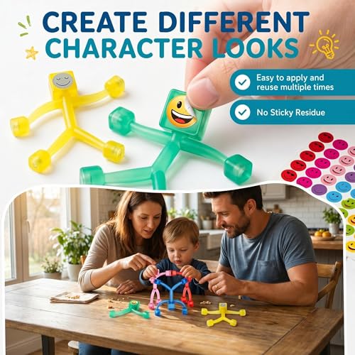 Belluxe Magnetic Toys for Kids 15PCS, Premium Magnetic People Figures Set with DIY Face Stickers, Bendable Creative Building Travel Toy for Airplane Car Road Trips, Gift for Boys Girls Ages 3+