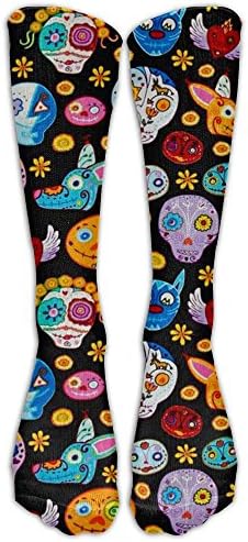 New Mexican Joy Suger Skulls &amp; Animals Black Knee High Graduated Compression Socks For Women And Men - Best Medical, Nursing, Travel &amp; Flight Socks - Running &amp; Fitness